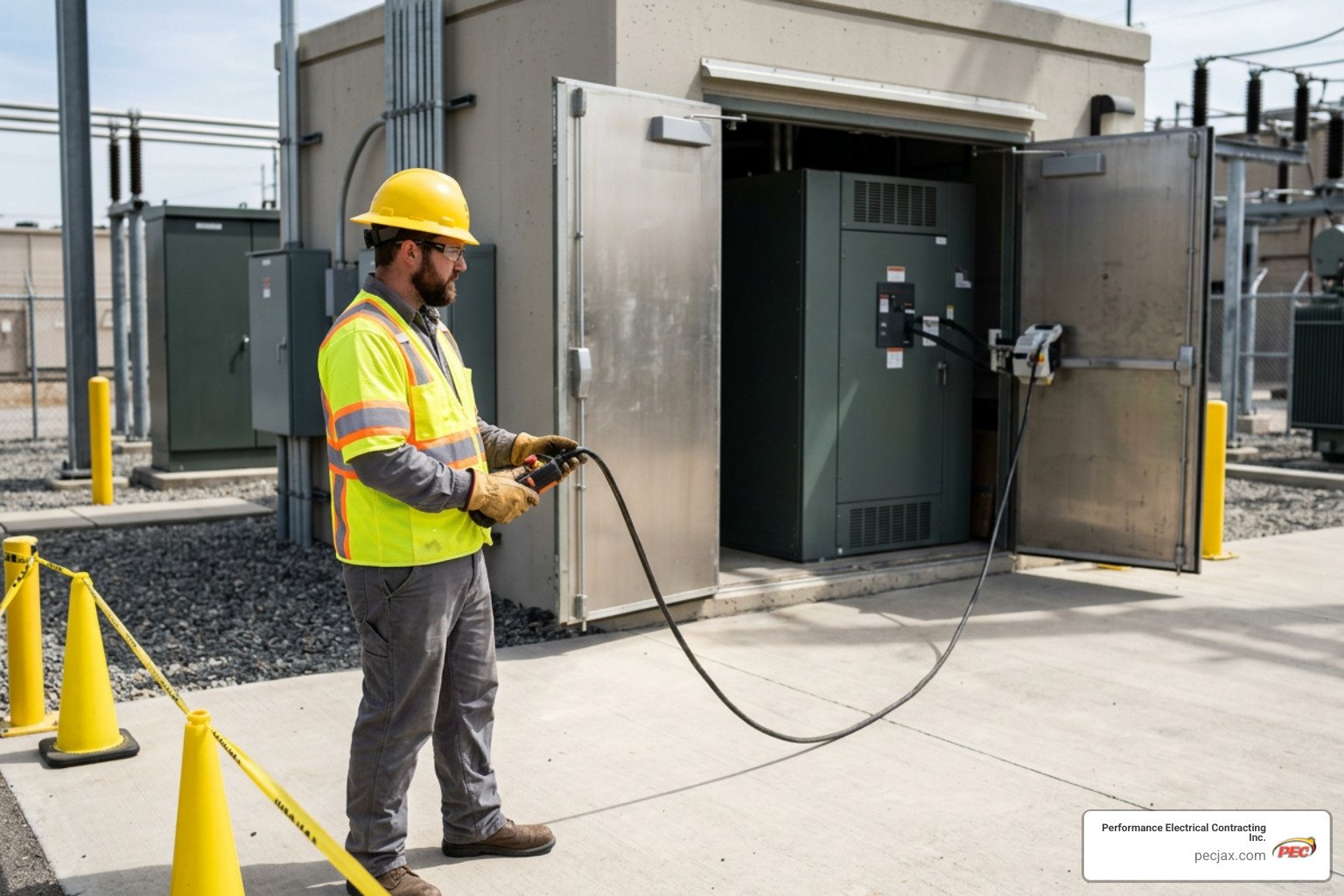 worker using remote racking actuator outside arc flash boundary worker using remote racking actuator outside arc flash boundary