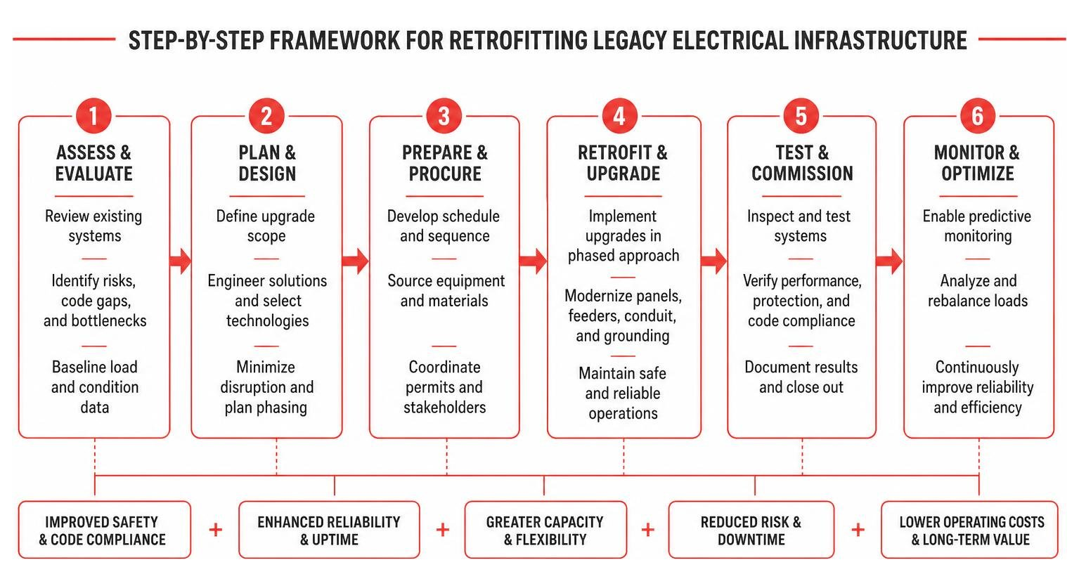 Step-by-step framework for retrofitting legacy electrical infrastructure Step-by-step framework for retrofitting legacy electrical infrastructure